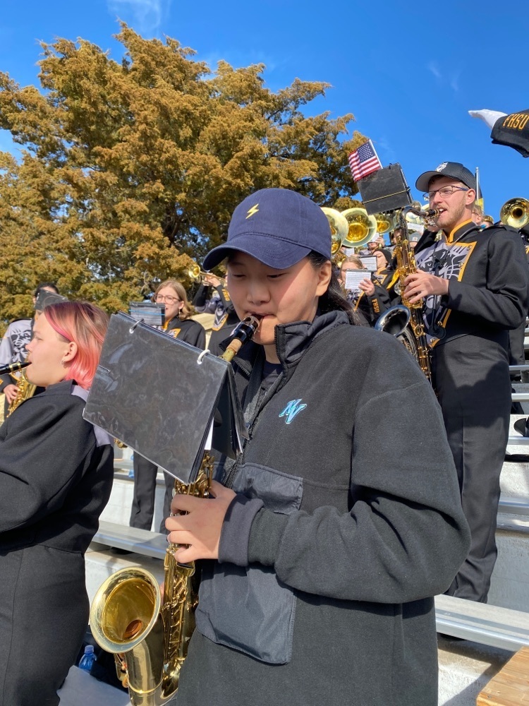 ElleAnna playing saxophone with the FHSU band