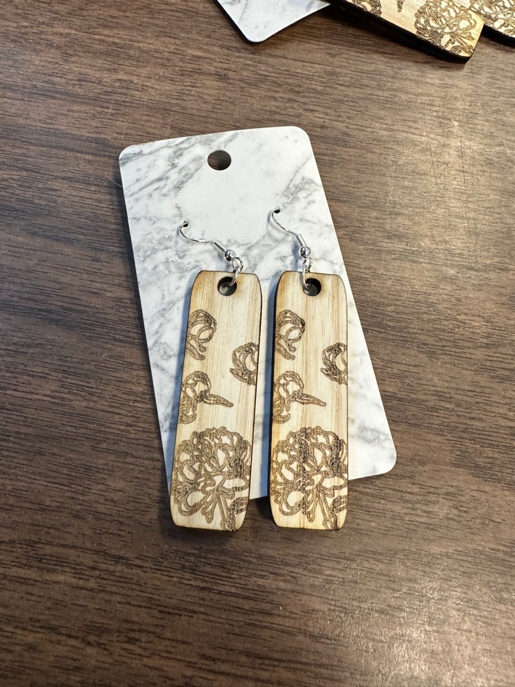 rectangle wood earrings